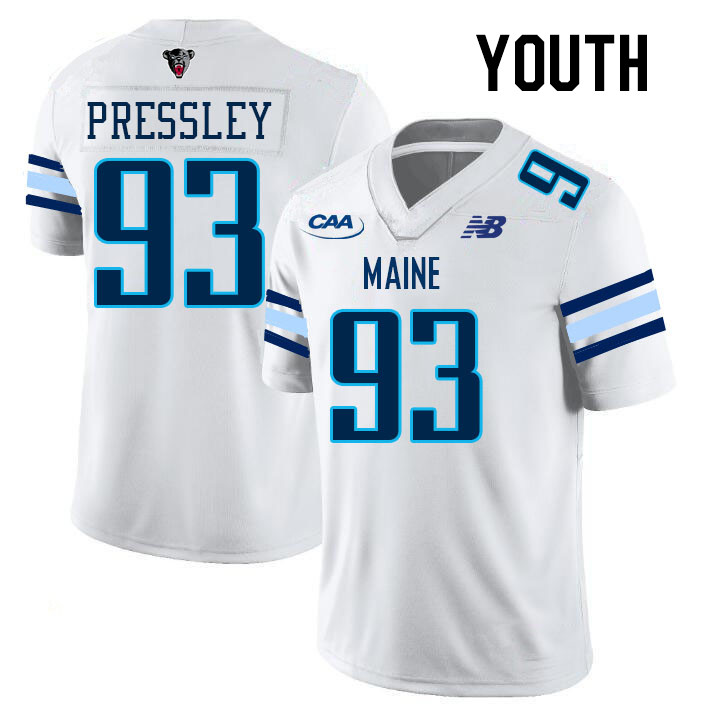 Youth #93 Kye Pressley Maine Black Bears College Football Jerseys Stitched Sale-White